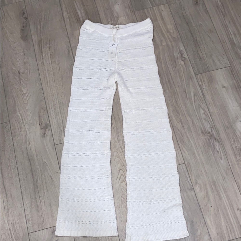 L*Space Ivory Knit Pants Marbella Crocheted Cover-Up Pants, 100% Cotton SizeM - Picture 4 of 16